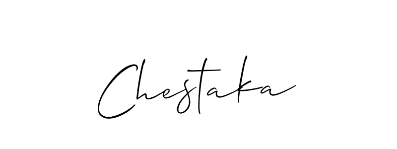 Use a signature maker to create a handwritten signature online. With this signature software, you can design (Allison_Script) your own signature for name Chestaka. Chestaka signature style 2 images and pictures png