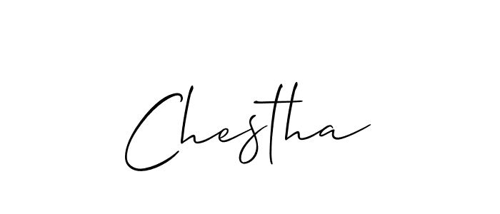 Design your own signature with our free online signature maker. With this signature software, you can create a handwritten (Allison_Script) signature for name Chestha. Chestha signature style 2 images and pictures png