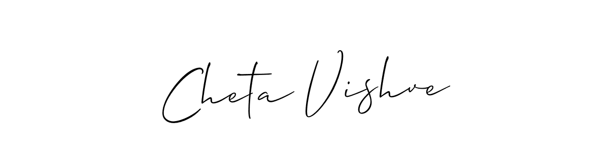 The best way (Allison_Script) to make a short signature is to pick only two or three words in your name. The name Cheta Vishve include a total of six letters. For converting this name. Cheta Vishve signature style 2 images and pictures png