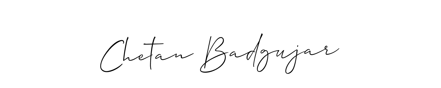 How to make Chetan Badgujar name signature. Use Allison_Script style for creating short signs online. This is the latest handwritten sign. Chetan Badgujar signature style 2 images and pictures png