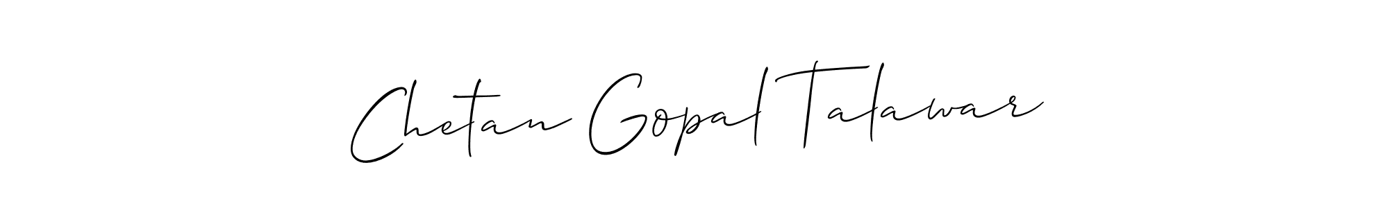 Make a short Chetan Gopal Talawar signature style. Manage your documents anywhere anytime using Allison_Script. Create and add eSignatures, submit forms, share and send files easily. Chetan Gopal Talawar signature style 2 images and pictures png