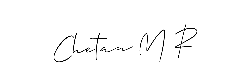 The best way (Allison_Script) to make a short signature is to pick only two or three words in your name. The name Chetan M R include a total of six letters. For converting this name. Chetan M R signature style 2 images and pictures png