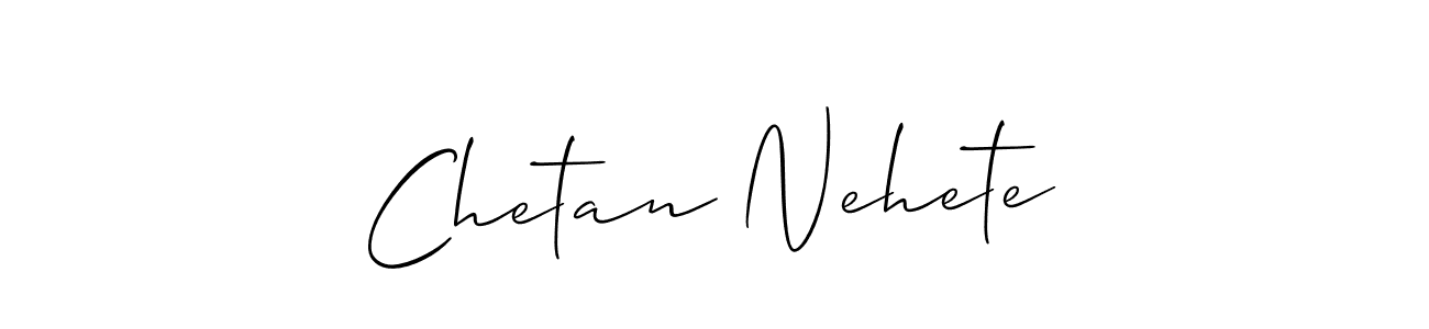 Allison_Script is a professional signature style that is perfect for those who want to add a touch of class to their signature. It is also a great choice for those who want to make their signature more unique. Get Chetan Nehete name to fancy signature for free. Chetan Nehete signature style 2 images and pictures png