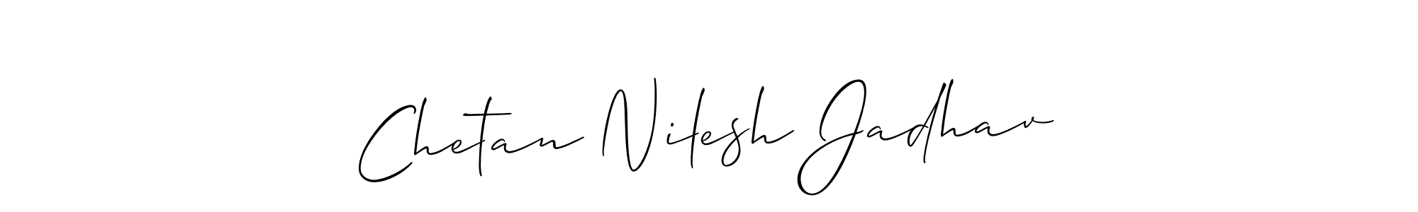 Also You can easily find your signature by using the search form. We will create Chetan Nilesh Jadhav name handwritten signature images for you free of cost using Allison_Script sign style. Chetan Nilesh Jadhav signature style 2 images and pictures png