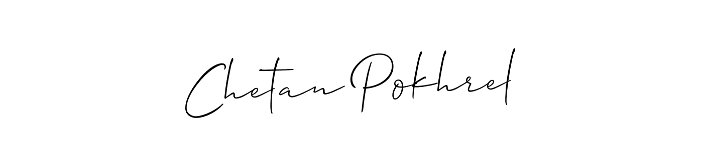 The best way (Allison_Script) to make a short signature is to pick only two or three words in your name. The name Chetan Pokhrel include a total of six letters. For converting this name. Chetan Pokhrel signature style 2 images and pictures png