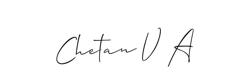 How to make Chetan V A name signature. Use Allison_Script style for creating short signs online. This is the latest handwritten sign. Chetan V A signature style 2 images and pictures png