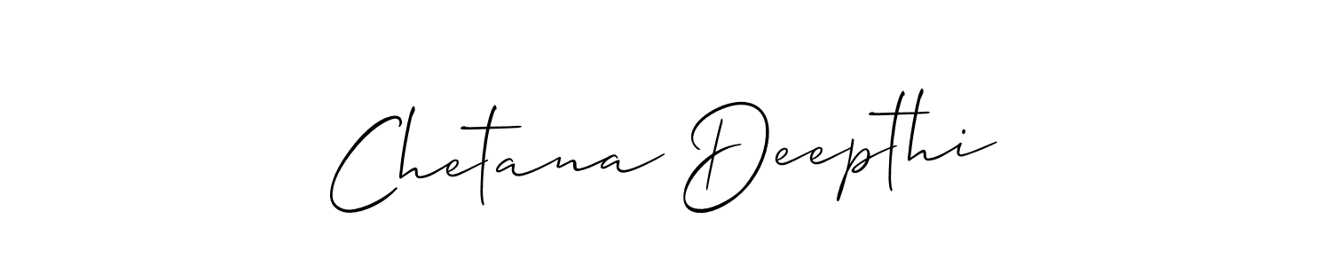 How to make Chetana Deepthi name signature. Use Allison_Script style for creating short signs online. This is the latest handwritten sign. Chetana Deepthi signature style 2 images and pictures png