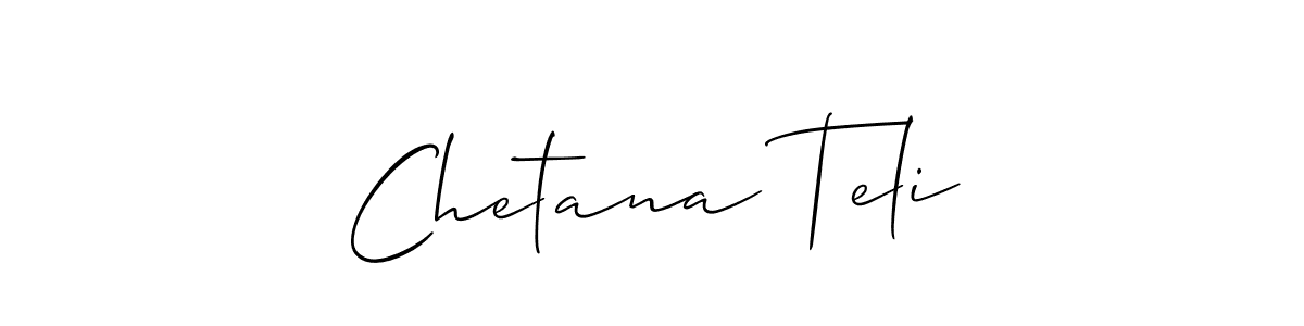 The best way (Allison_Script) to make a short signature is to pick only two or three words in your name. The name Chetana Teli include a total of six letters. For converting this name. Chetana Teli signature style 2 images and pictures png