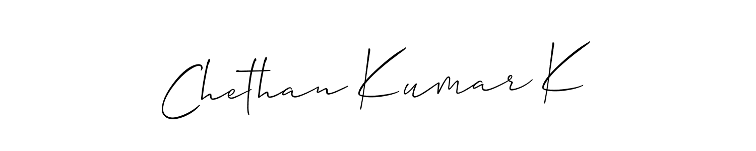 Design your own signature with our free online signature maker. With this signature software, you can create a handwritten (Allison_Script) signature for name Chethan Kumar K. Chethan Kumar K signature style 2 images and pictures png