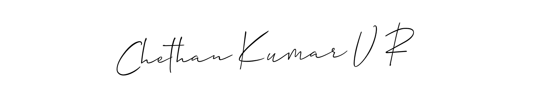 if you are searching for the best signature style for your name Chethan Kumar V R. so please give up your signature search. here we have designed multiple signature styles  using Allison_Script. Chethan Kumar V R signature style 2 images and pictures png