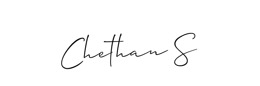 The best way (Allison_Script) to make a short signature is to pick only two or three words in your name. The name Chethan S include a total of six letters. For converting this name. Chethan S signature style 2 images and pictures png