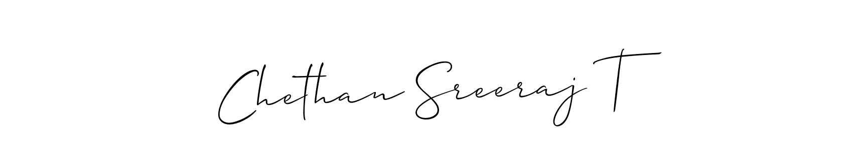 Create a beautiful signature design for name Chethan Sreeraj T. With this signature (Allison_Script) fonts, you can make a handwritten signature for free. Chethan Sreeraj T signature style 2 images and pictures png