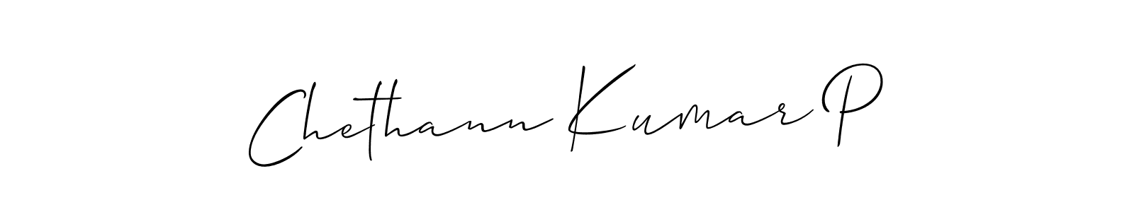 Make a beautiful signature design for name Chethann Kumar P. With this signature (Allison_Script) style, you can create a handwritten signature for free. Chethann Kumar P signature style 2 images and pictures png