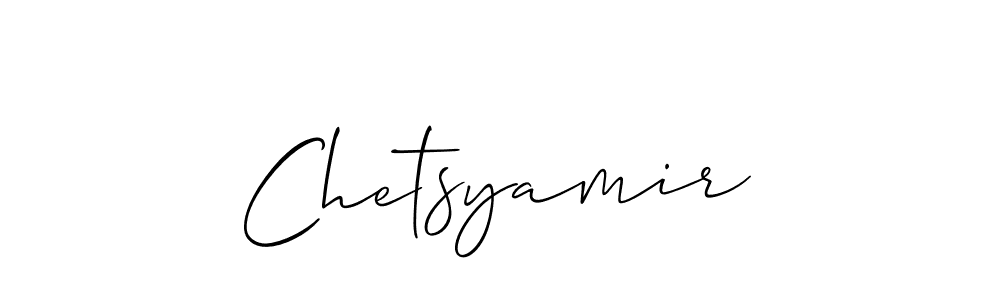 The best way (Allison_Script) to make a short signature is to pick only two or three words in your name. The name Chetsyamir include a total of six letters. For converting this name. Chetsyamir signature style 2 images and pictures png