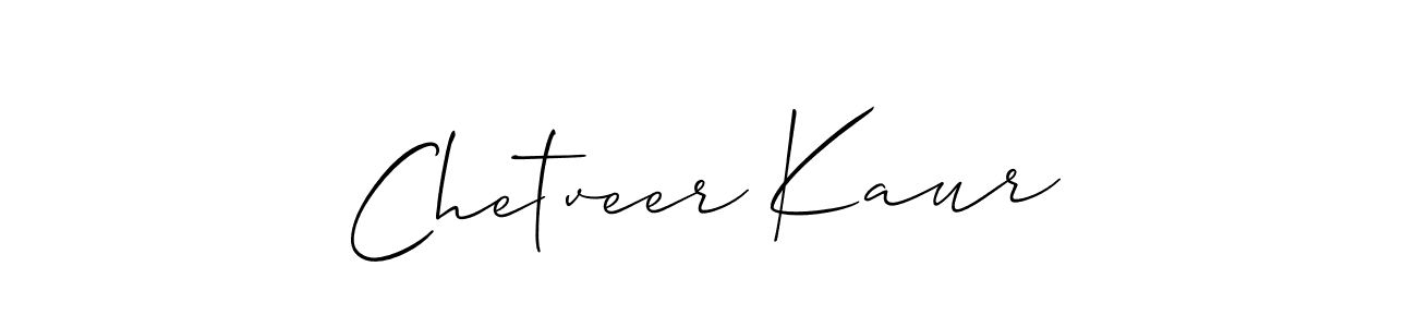 Make a beautiful signature design for name Chetveer Kaur. With this signature (Allison_Script) style, you can create a handwritten signature for free. Chetveer Kaur signature style 2 images and pictures png