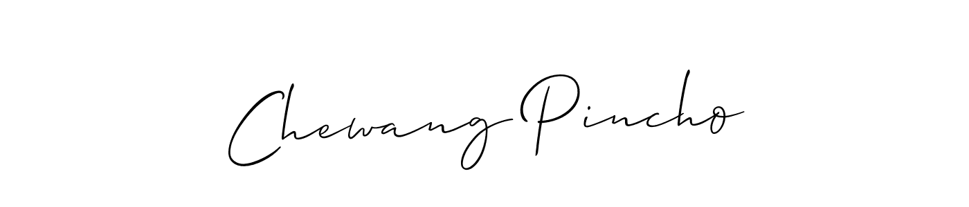 Check out images of Autograph of Chewang Pincho name. Actor Chewang Pincho Signature Style. Allison_Script is a professional sign style online. Chewang Pincho signature style 2 images and pictures png