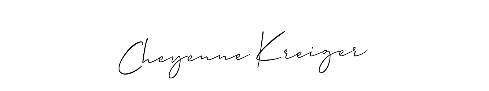 You should practise on your own different ways (Allison_Script) to write your name (Cheyenne Kreiger) in signature. don't let someone else do it for you. Cheyenne Kreiger signature style 2 images and pictures png