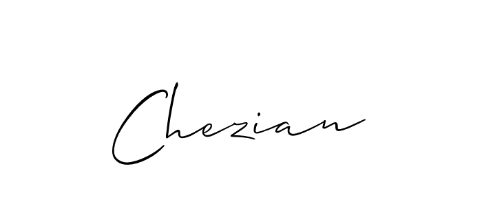 Use a signature maker to create a handwritten signature online. With this signature software, you can design (Allison_Script) your own signature for name Chezian. Chezian signature style 2 images and pictures png