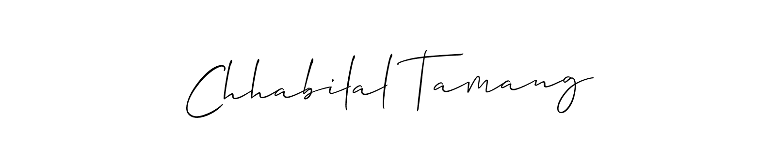 if you are searching for the best signature style for your name Chhabilal Tamang. so please give up your signature search. here we have designed multiple signature styles  using Allison_Script. Chhabilal Tamang signature style 2 images and pictures png