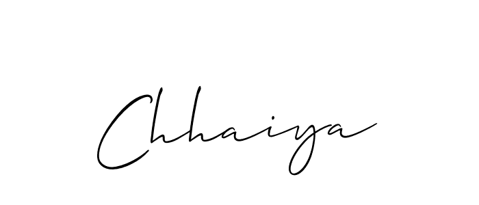 Make a beautiful signature design for name Chhaiya. With this signature (Allison_Script) style, you can create a handwritten signature for free. Chhaiya signature style 2 images and pictures png