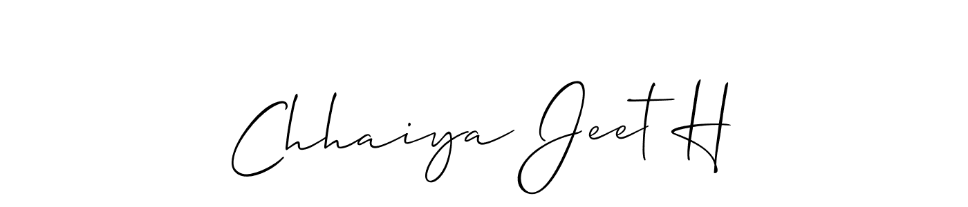 How to make Chhaiya Jeet H name signature. Use Allison_Script style for creating short signs online. This is the latest handwritten sign. Chhaiya Jeet H signature style 2 images and pictures png