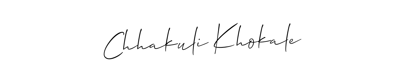You should practise on your own different ways (Allison_Script) to write your name (Chhakuli Khokale) in signature. don't let someone else do it for you. Chhakuli Khokale signature style 2 images and pictures png