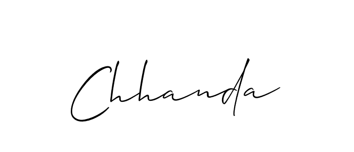 Use a signature maker to create a handwritten signature online. With this signature software, you can design (Allison_Script) your own signature for name Chhanda. Chhanda signature style 2 images and pictures png