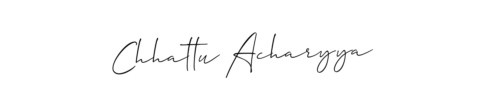 How to make Chhattu Acharyya name signature. Use Allison_Script style for creating short signs online. This is the latest handwritten sign. Chhattu Acharyya signature style 2 images and pictures png