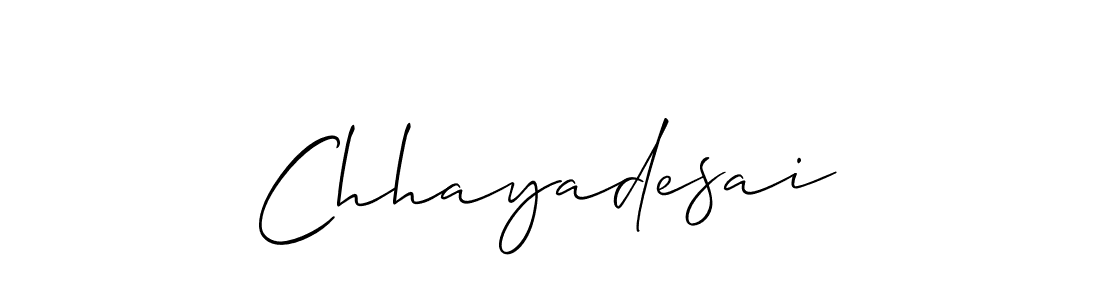 Also You can easily find your signature by using the search form. We will create Chhayadesai name handwritten signature images for you free of cost using Allison_Script sign style. Chhayadesai signature style 2 images and pictures png