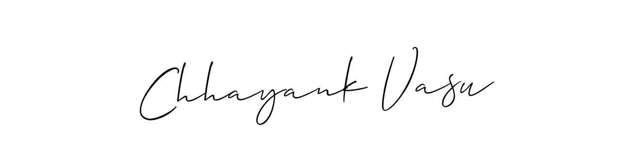 Allison_Script is a professional signature style that is perfect for those who want to add a touch of class to their signature. It is also a great choice for those who want to make their signature more unique. Get Chhayank Vasu name to fancy signature for free. Chhayank Vasu signature style 2 images and pictures png