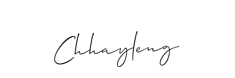 Use a signature maker to create a handwritten signature online. With this signature software, you can design (Allison_Script) your own signature for name Chhayleng. Chhayleng signature style 2 images and pictures png
