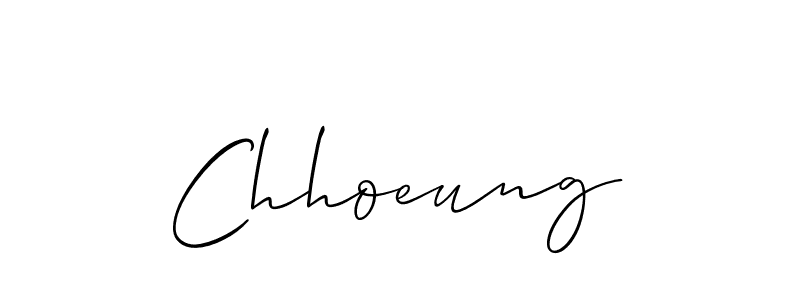 Use a signature maker to create a handwritten signature online. With this signature software, you can design (Allison_Script) your own signature for name Chhoeung. Chhoeung signature style 2 images and pictures png