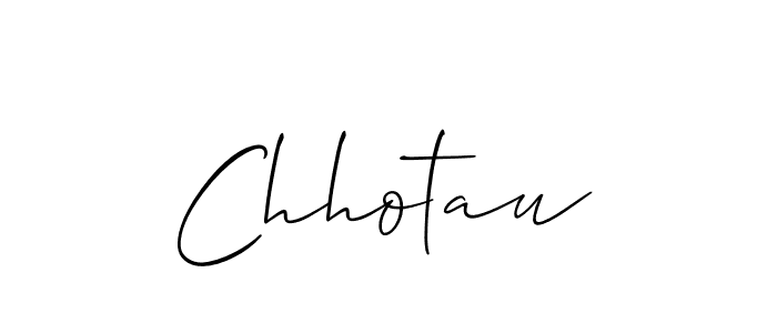 Design your own signature with our free online signature maker. With this signature software, you can create a handwritten (Allison_Script) signature for name Chhotau. Chhotau signature style 2 images and pictures png