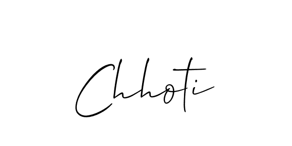 if you are searching for the best signature style for your name Chhoti. so please give up your signature search. here we have designed multiple signature styles  using Allison_Script. Chhoti signature style 2 images and pictures png