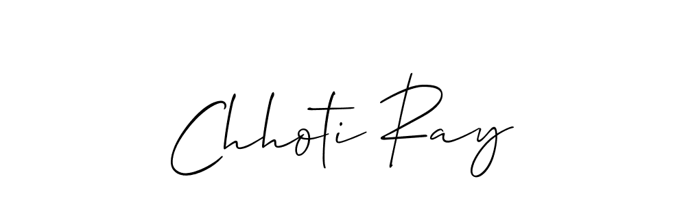 It looks lik you need a new signature style for name Chhoti Ray. Design unique handwritten (Allison_Script) signature with our free signature maker in just a few clicks. Chhoti Ray signature style 2 images and pictures png
