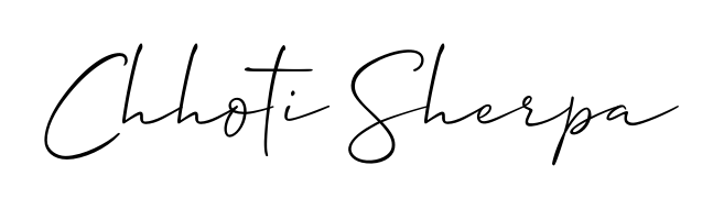 Designed for modern professionals: Chhoti Sherpa name signature crafted with Allison_Script script. Ready for digital PDF workflows. Chhoti Sherpa signature style 2 images and pictures png