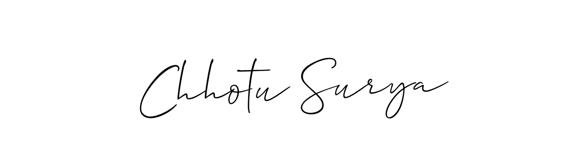 Design your own signature with our free online signature maker. With this signature software, you can create a handwritten (Allison_Script) signature for name Chhotu Surya. Chhotu Surya signature style 2 images and pictures png