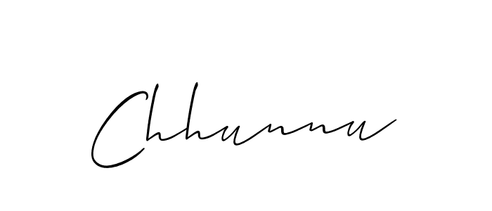 Make a beautiful signature design for name Chhunnu. With this signature (Allison_Script) style, you can create a handwritten signature for free. Chhunnu signature style 2 images and pictures png