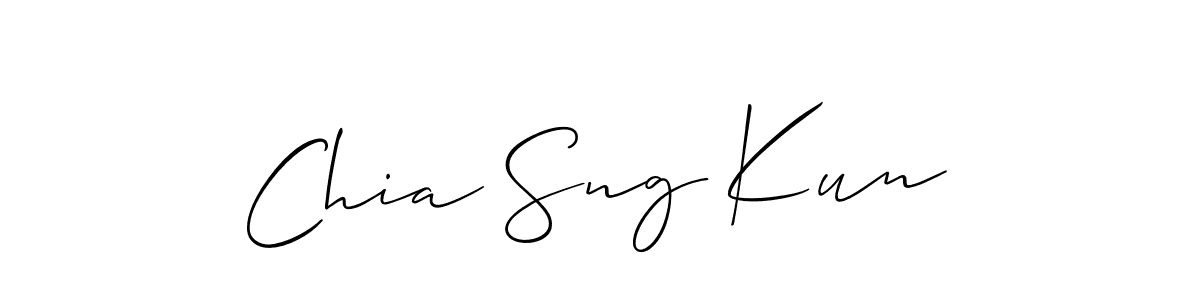 The best way (Allison_Script) to make a short signature is to pick only two or three words in your name. The name Chia Sng Kun include a total of six letters. For converting this name. Chia Sng Kun signature style 2 images and pictures png