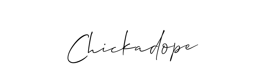The best way (Allison_Script) to make a short signature is to pick only two or three words in your name. The name Chickadope include a total of six letters. For converting this name. Chickadope signature style 2 images and pictures png