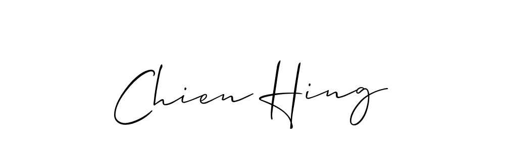 Create a beautiful signature design for name Chien Hing. With this signature (Allison_Script) fonts, you can make a handwritten signature for free. Chien Hing signature style 2 images and pictures png