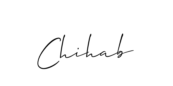 Use a signature maker to create a handwritten signature online. With this signature software, you can design (Allison_Script) your own signature for name Chihab. Chihab signature style 2 images and pictures png