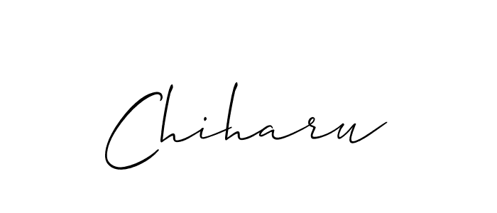 Create a beautiful signature design for name Chiharu. With this signature (Allison_Script) fonts, you can make a handwritten signature for free. Chiharu signature style 2 images and pictures png