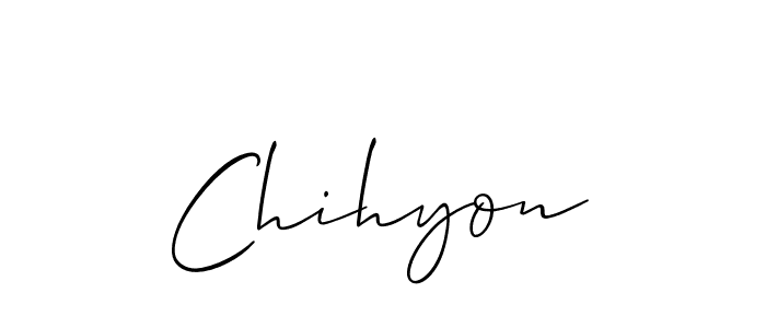 How to make Chihyon name signature. Use Allison_Script style for creating short signs online. This is the latest handwritten sign. Chihyon signature style 2 images and pictures png