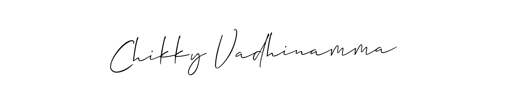 Allison_Script is a professional signature style that is perfect for those who want to add a touch of class to their signature. It is also a great choice for those who want to make their signature more unique. Get Chikky Vadhinamma name to fancy signature for free. Chikky Vadhinamma signature style 2 images and pictures png