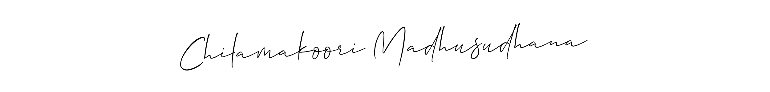 Similarly Allison_Script is the best handwritten signature design. Signature creator online .You can use it as an online autograph creator for name Chilamakoori Madhusudhana. Chilamakoori Madhusudhana signature style 2 images and pictures png