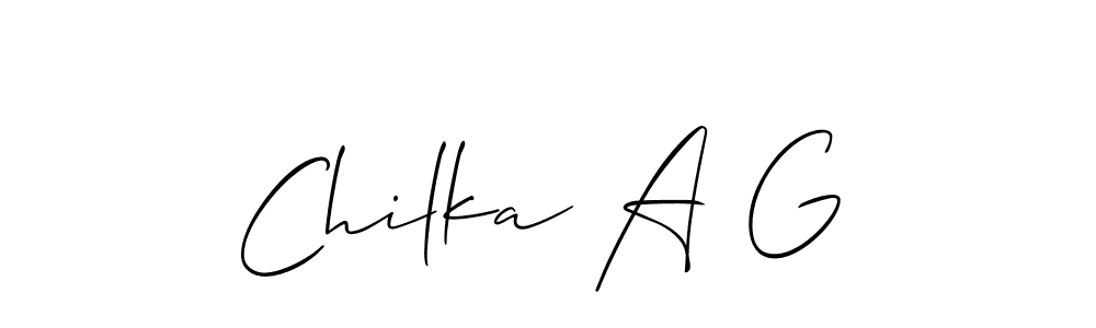 How to make Chilka A G name signature. Use Allison_Script style for creating short signs online. This is the latest handwritten sign. Chilka A G signature style 2 images and pictures png