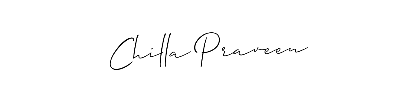 It looks lik you need a new signature style for name Chilla Praveen. Design unique handwritten (Allison_Script) signature with our free signature maker in just a few clicks. Chilla Praveen signature style 2 images and pictures png