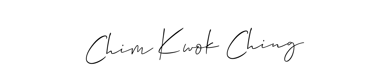How to make Chim Kwok Ching name signature. Use Allison_Script style for creating short signs online. This is the latest handwritten sign. Chim Kwok Ching signature style 2 images and pictures png