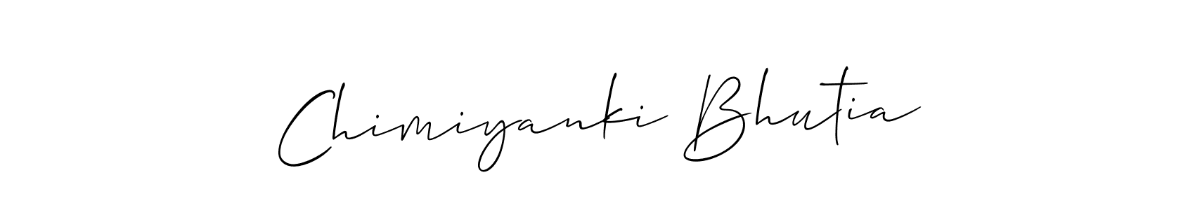 How to make Chimiyanki Bhutia name signature. Use Allison_Script style for creating short signs online. This is the latest handwritten sign. Chimiyanki Bhutia signature style 2 images and pictures png